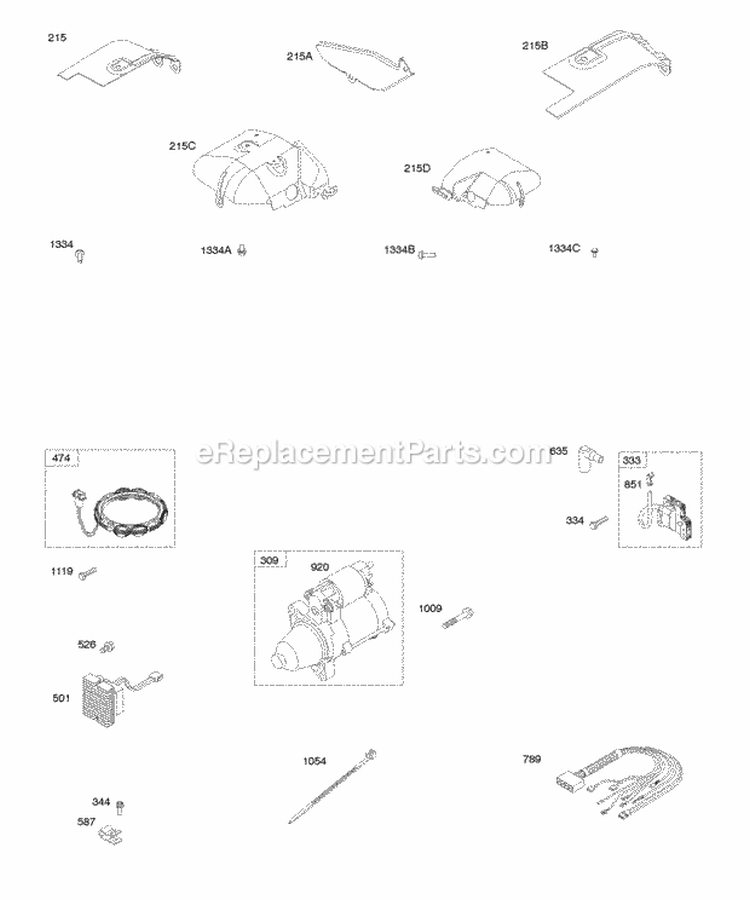 Air Guides Alternator Starter Motor Wires Diagram and Parts List for 541777-0110-E1  Briggs and Stratton Engine